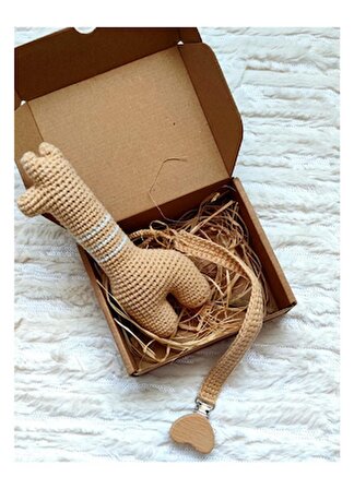Bebek  Set-Amigurumi Zürafa İlk Oyuncağım ve Emzik Askısı