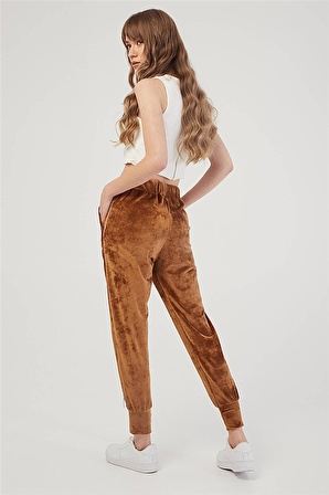 Kadife Jogger Pantolon Camel