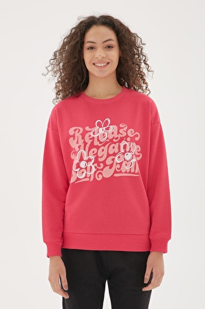 Baskılı Sweatshirt Fuşya / Fuchsia