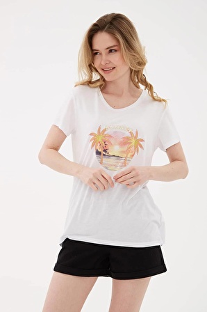 Baskılı T-Shirt Beyaz / White