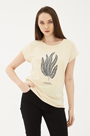 Baskılı T-Shirt Bej / Beige