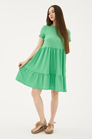 Kısa Kollu Elbise Yeşil