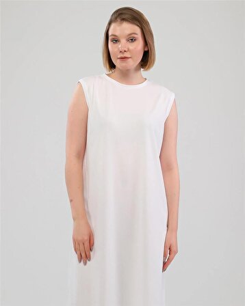 Defile İçlik Sade Basic Kolsuz Elbise - 6041 - Beyaz