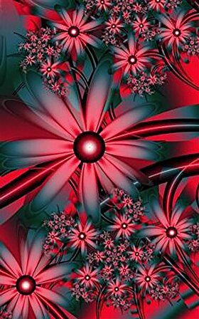Movas Sanat Kırmızı ve Gri Çiçekler Elmas Mozaik Tablo / Hobi / Mozaik Puzzle 30 x 50cm E2020-1686-M
