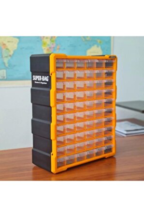 Mono Blok Çekmece Seti 60'lı Mega Büyük Boy Hobby Organizer Seti Vida Dübel Kutusu Takı Kutusu 6000