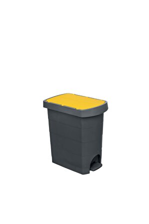 Planet Pelikan Slim Pedallı Çöp Kovası No. 1 Antrasit Sarı Kapak 9 LT (İç Kovasız) Sarı