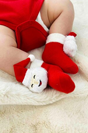 Bistil Kız Erkek Bebek Yeni Yıl Yılbaşı Noel Baba Hediyelik Bebek Çorap