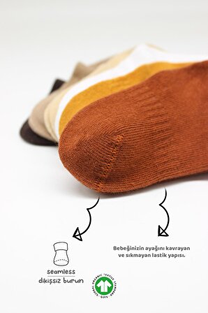 Bistil Bistyle Kız Erkek Bebek Organik Basic Dikişsiz Sneakers Çorap