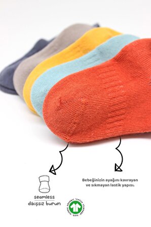 Bistil Bistyle Kız Erkek Bebek Organik Basic Dikişsiz Sneakers Çorap