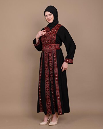 Filistin Özel Nakışlı Geleneksel Filistinli Kadın Renkli Elebise M-3XL C100003