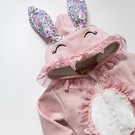 Pudra Tavşan Kulak Kız Bebek Tulum - Carmen