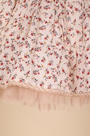 Kız Bebek Çiçek Desenli Pamuklı Vintage Elbise