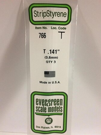 Evergreen 766 3.6x355 mm. T profil Polistren Çubuk-3 Adet- Beyaz