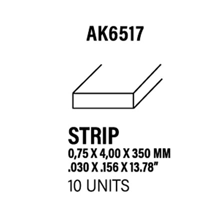 AK Interactive 6517  0.75 x 4.00 x 350 mm. Plastik Çubuk, 10 Adet