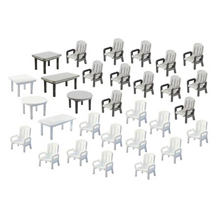 Faller 180439 1/87 Bahçe Sandalye ve Masaları ( 30 Parça ) Demonte Plastik Maketi
