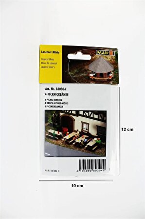 Faller 180304 1/87 Piknik Masası , 4 Adet Demonte Plastik Maketi