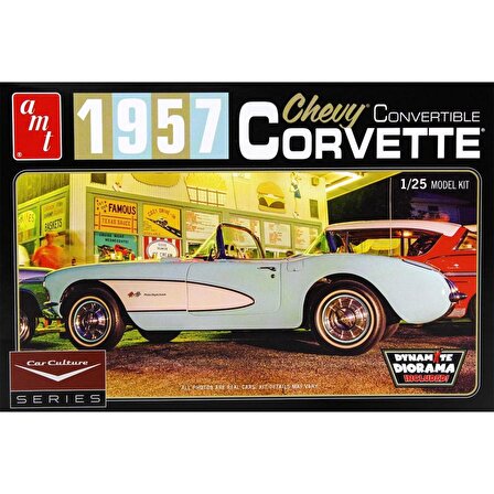AMT 1016 1/25 1957 Chevy Corvette Convertible Molded in Aqua Araba Demonte Plastik Maketi