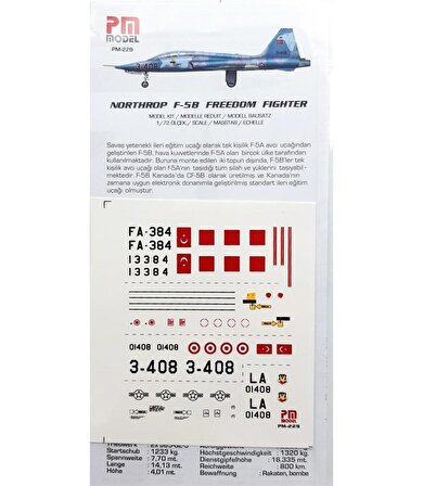 PM Model 229 1/72 Northrop F-5B Eğitim Uçağı Demonte Plastik Maketi