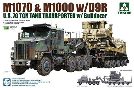 Takom 5002 1/72 Amerikan D9R Dozeri ve M1070 Taşıyıcı Demonte Plastik Askeri Araç Maketi