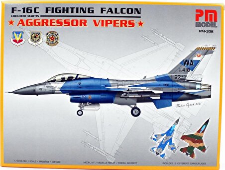 PM Model 302 1/72 F-16 Fighting Falcon Aggressor Vipers Avcı-Bombardıman Uçağı Demonte Plastik Maketi
