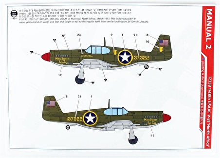 Academy 12338 1/48 USAAF P-51 (North Africa) Savaş Uçağı Demonte Plastik Maketi