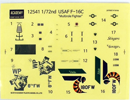 Academy 12541 1/72 USAF F-16C (Multirole Fighter) MCP Savaş Uçağı Demonte Plastik Maketi