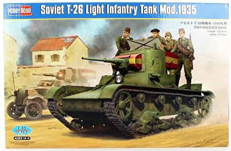 HobbyBoss 82496 1/35 Sovyet T-26 Hafif Piyade Tankı Mod.1935 Demonte Plastik Maketi