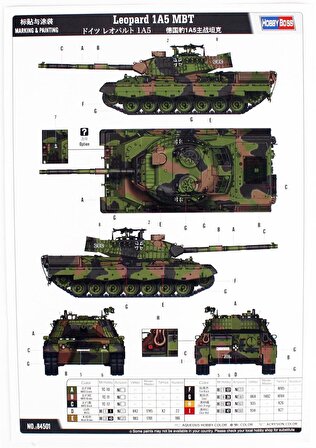 HobbyBoss 84501 1/35 Leopard 1A5 MBT Tankı Demonte Plastik Maketi