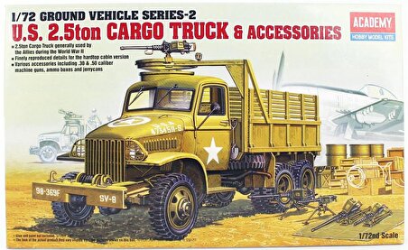 Academy 13402 1/72 Amerikan. 2.5 ton Kargo kamyonu ve aksesuarları Demonte Plastik Maket Seti