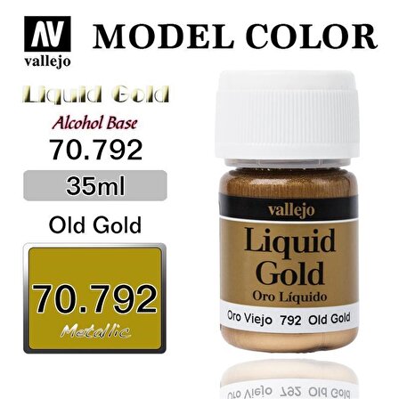 Vallejo 70792 35 ml. (213) Old Gold (Alcohol Based), Metal Pigmentli Alkol Bazlı Model Boyası
