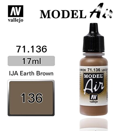 Vallejo 71136 17 ml. IJA Earth Brown, Model Air Serisi Model Boyası