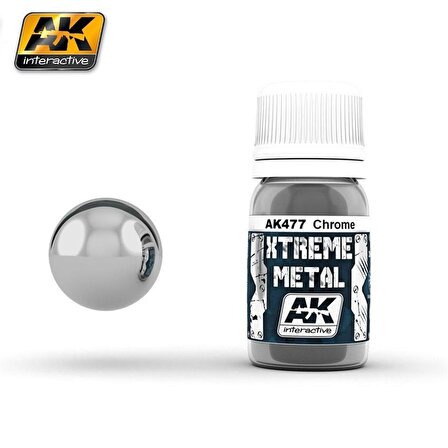 AK Interactive 477 30 ml. Krom Rengi, Xtreme Metal Serisi Maket Boyası