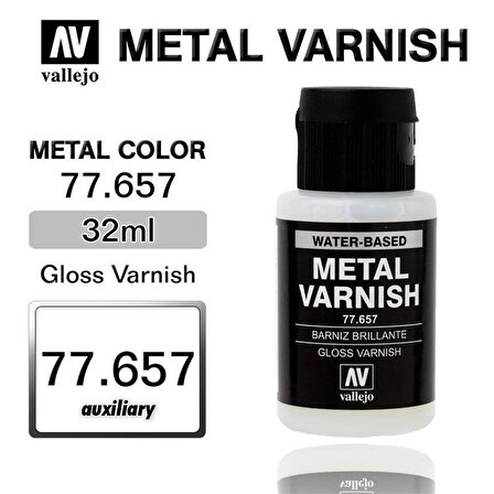 Vallejo 77657 32 ml. Gloss Metal Varnish, Metal Color Serisi Model Boyası