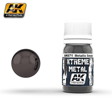 AK Interactive 671 30 ml. Metalik Duman Rengi, Xtreme Metal Serisi Maket Boyası
