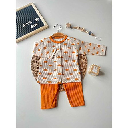 Baran Bebe Güneş Desenli 2'li Unisex Bebek Pijama Takımı