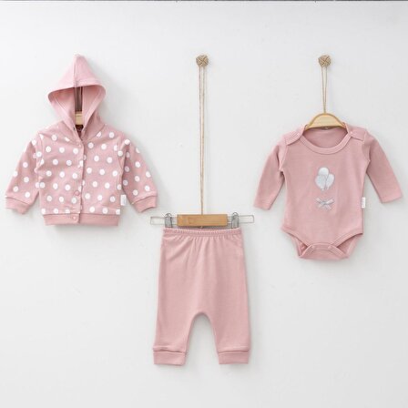 Baran Bebe Balon Baskılı Kız Bebek Pijama Takımı - 100% Pamuk