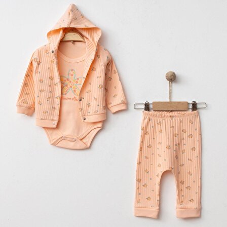 Baran Bebe Çiçek Desenli Kız Bebek Pijama Takım-%100 Pamuk