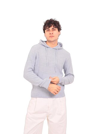 RTD&VLD Erkek Kapşonlu Triko Sweatshirt Mavi