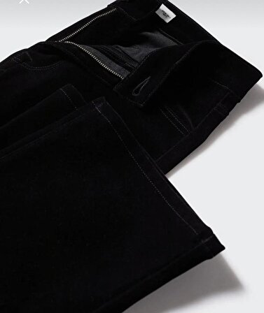 MNG Orta Bel Siyah Kadife Pantolon
