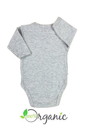 Miniel Çıtçıtlı Basic Uzun Kol Pamuklu Bebek Badi - GRİ