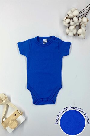 Miniel Erkek Bebek Kısa Kollu Çıtçıtlı Organik Pamuklu 3-6 Ay 3Lü Badili Bebek Takımı - SAKS