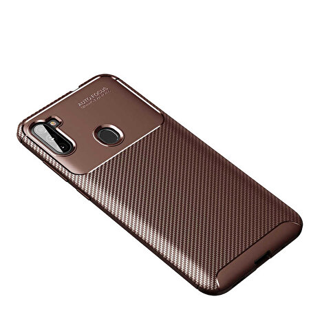 Samsung Galaxy A11 Uyumlu Kılıf Karbon Tasarım ve Parmak İzi Yapmayan, Europa Özel Serisi, Kamera Lensi Koruyan TPU Kılıf