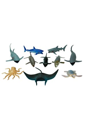 Dinozor, Çiftlik, Vahşi Ve Deniz Hayvanları Oyun Setleri 10 Parça Özel Kutusunda