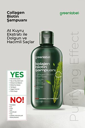 Greenlabel Kolajen Ve Biotin Parabensiz Tuzsuz Sülfatsız Hacim Verici Şampuan 400ml