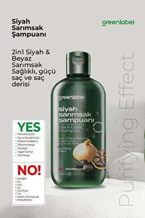 Greenlabel Siyah Sarımsak Özlü Parabensiz Tuzsuz Dökülme Ve Kepek Karşıtı Şampuan 400ml