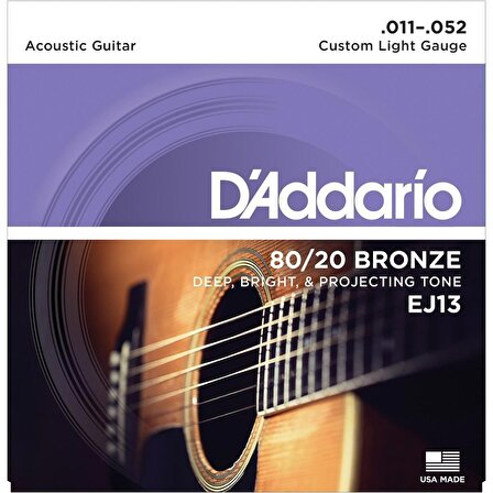 DADDARIO Ej13 011-052 Akustik Gitar Teli 80/20 Akustik Gitar Tel