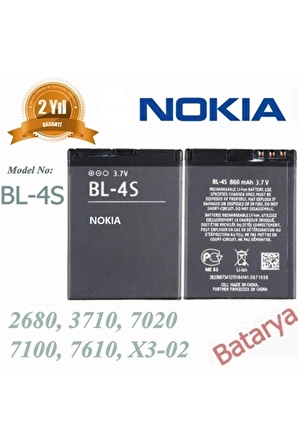 Nokia 7610 Supernova Bl-4s Bl 4s Bl4s 860 Mah Orijinal Batarya Pil (2 Yıl Garantili)