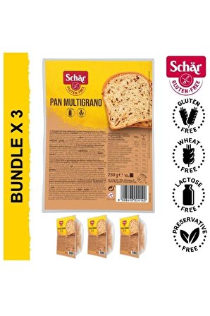 Pan Multigrano Glutensiz Keten Tohumu Darı Ve Ayçekirdekli Ekmek 250 gr 3 Adet