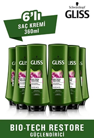 Gliss Bio-tech Restore Güçlendirici Saç Kremi 360 ml X 6 Adet