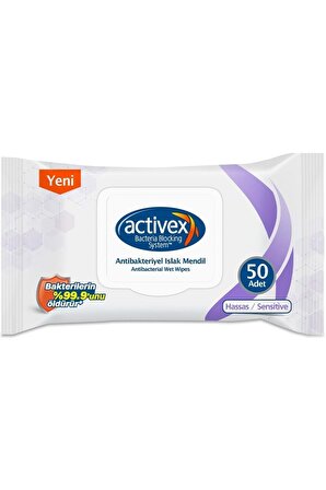 Activex Antibakteriyel Islak Mendil Hassas 50'li 5 Adet